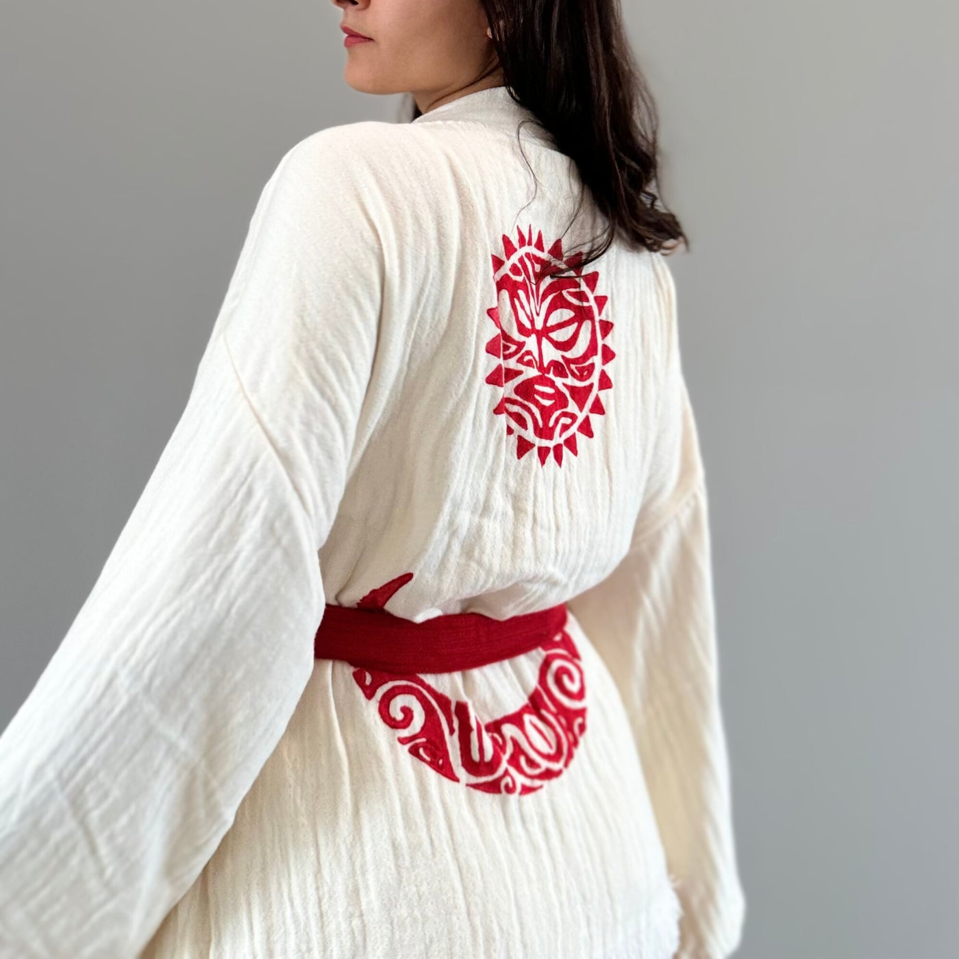 100% Cotton Kimono with Sun & Moon Detail