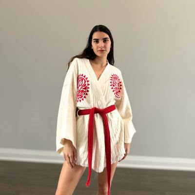 100% Cotton Kimono with Sun & Moon Detail