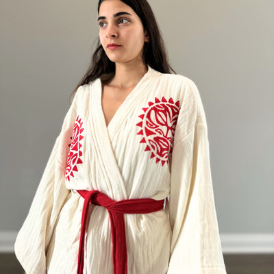 100% Cotton Kimono with Sun & Moon Detail