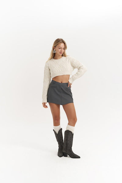 Beige Cozy Crop Sweater