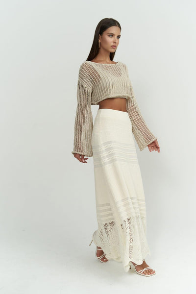 Beige Elegant Warm Knit Skirt