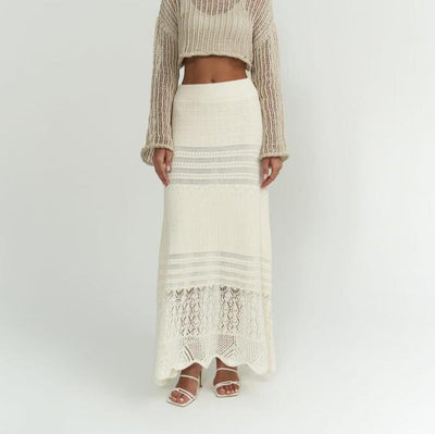 Beige Elegant Warm Knit Skirt