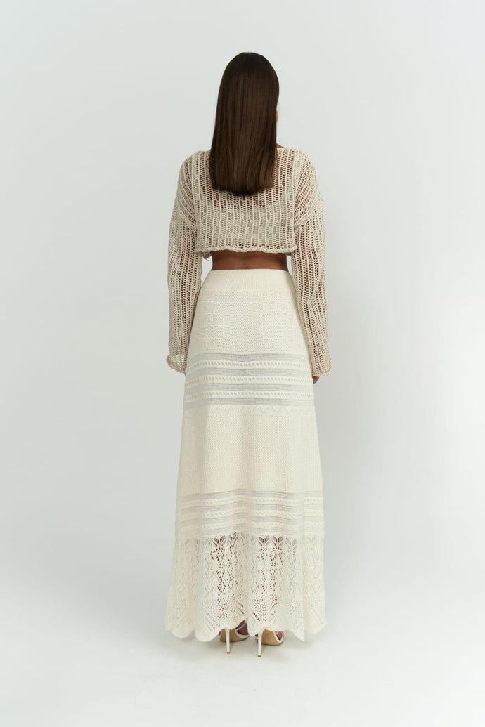 Beige Elegant Warm Knit Skirt