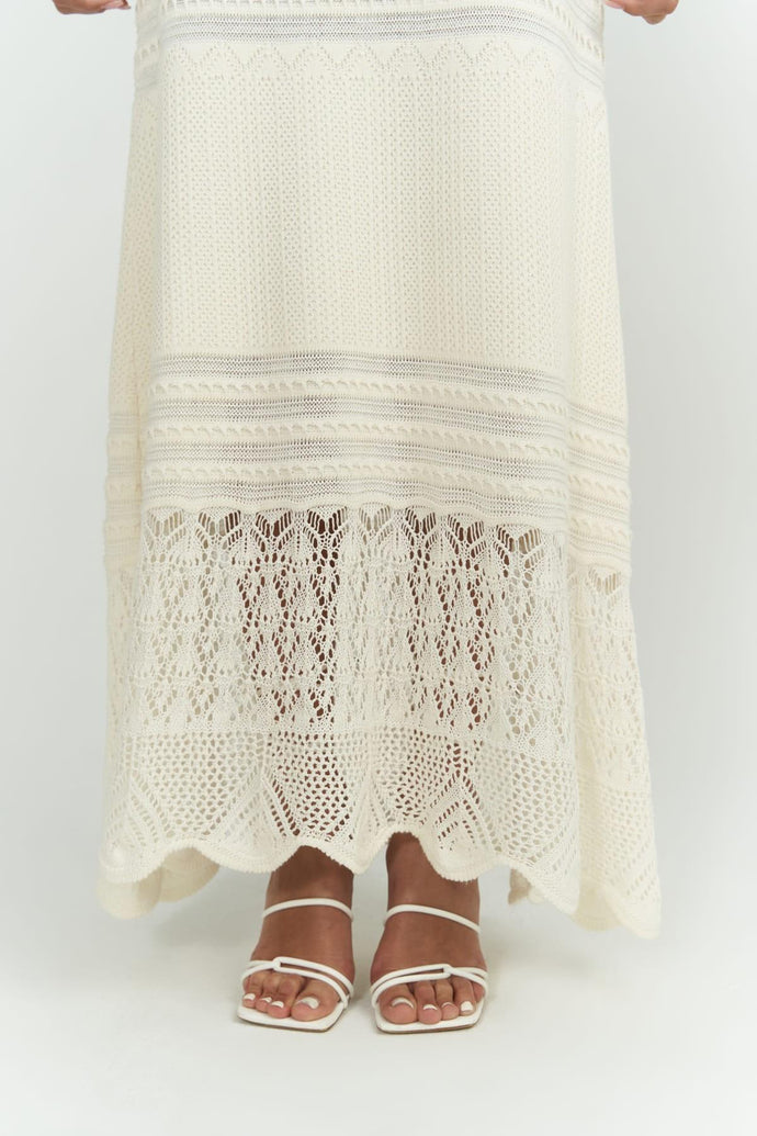 Beige Elegant Warm Knit Skirt