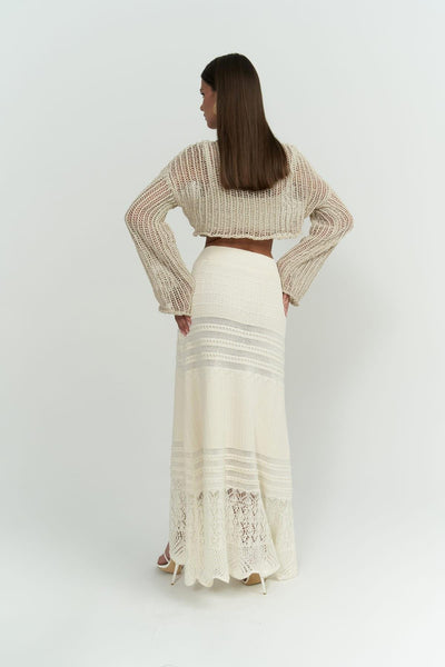 Beige Elegant Warm Knit Skirt