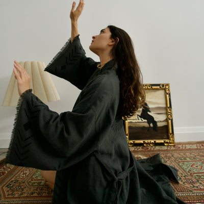 Organic Dark Green Cotton Soft Bathrobe