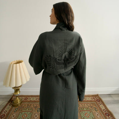 Organic Dark Green Cotton Soft Bathrobe