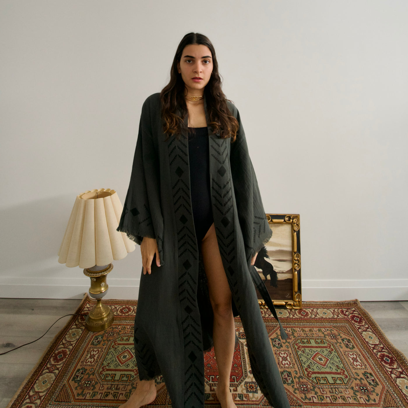 Organic Dark Green Cotton Soft Bathrobe