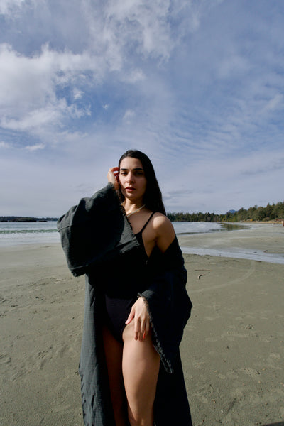 Organic Dark Green Cotton Soft Bathrobe