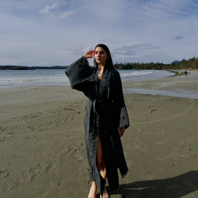 Organic Dark Green Cotton Soft Bathrobe