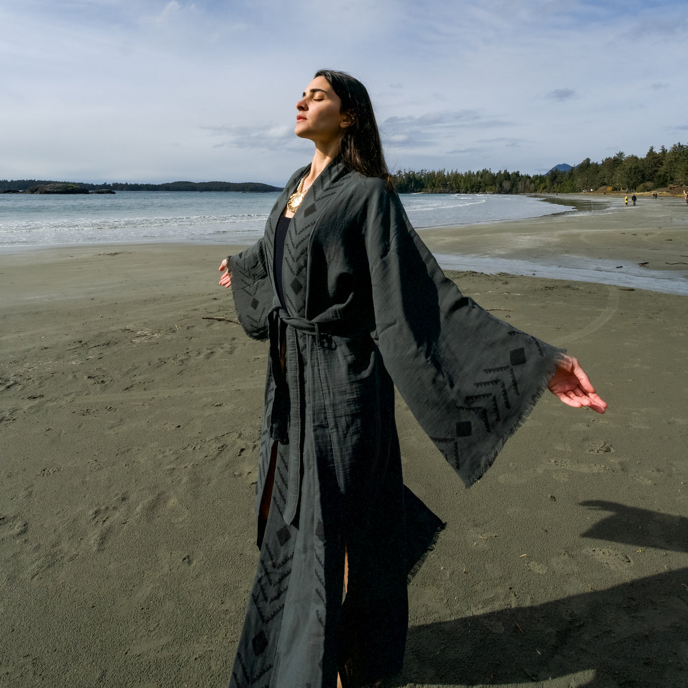 Organic Dark Green Cotton Soft Bathrobe