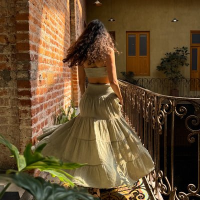 Boho Maxi Cotton Flowy Skirt