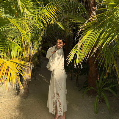 Luxury Handmade Organic Linen Kimono with Snake Symbol