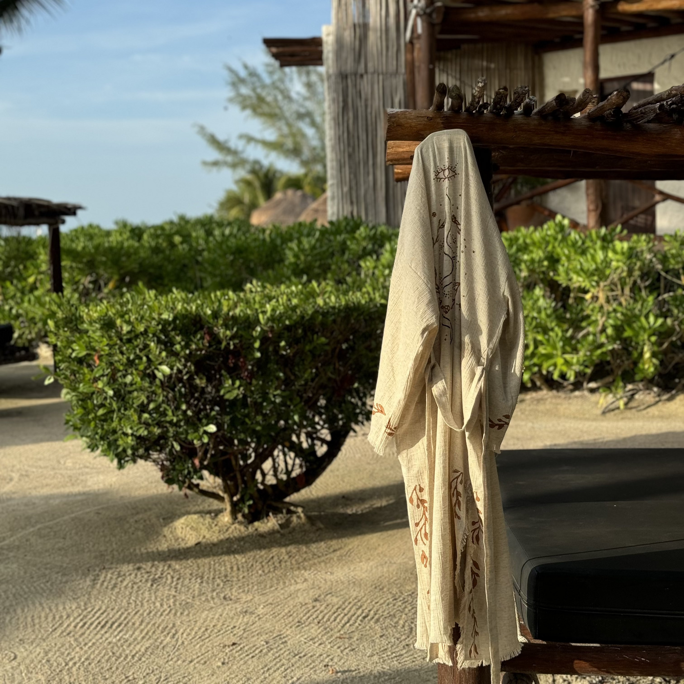 Beige hemp - cotton organic kimono , beach wear, women's robe
