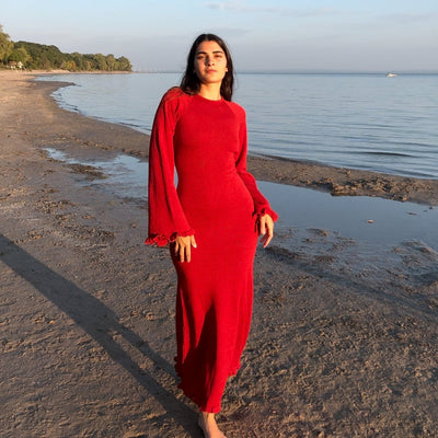 Red Long Boho Goddess Dress