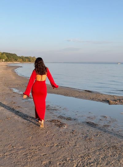 Red Long Boho Goddess Dress