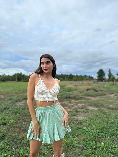 Mint Green Flowy Mini Skirt