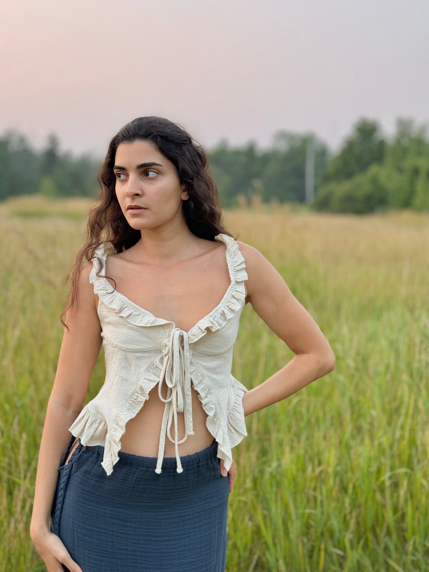 Organic Beige Boho Cotton Top