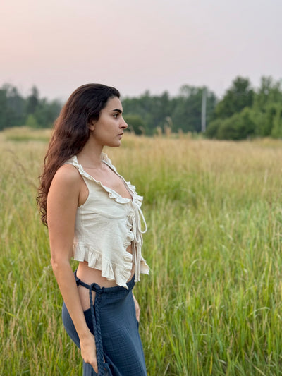 Organic Beige Boho Cotton Top