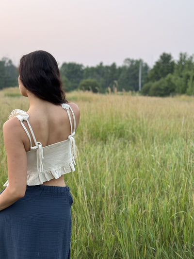 Organic Beige Boho Cotton Top