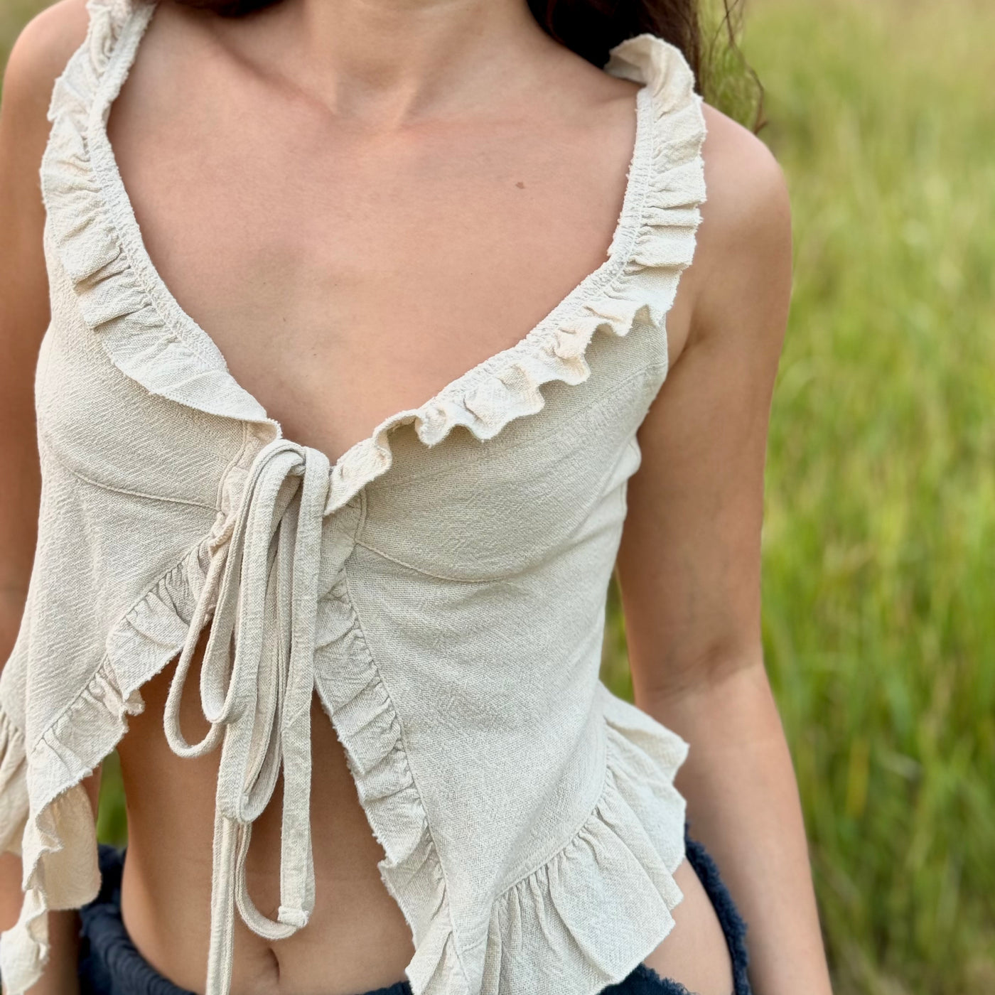 Organic Beige Boho Cotton Top
