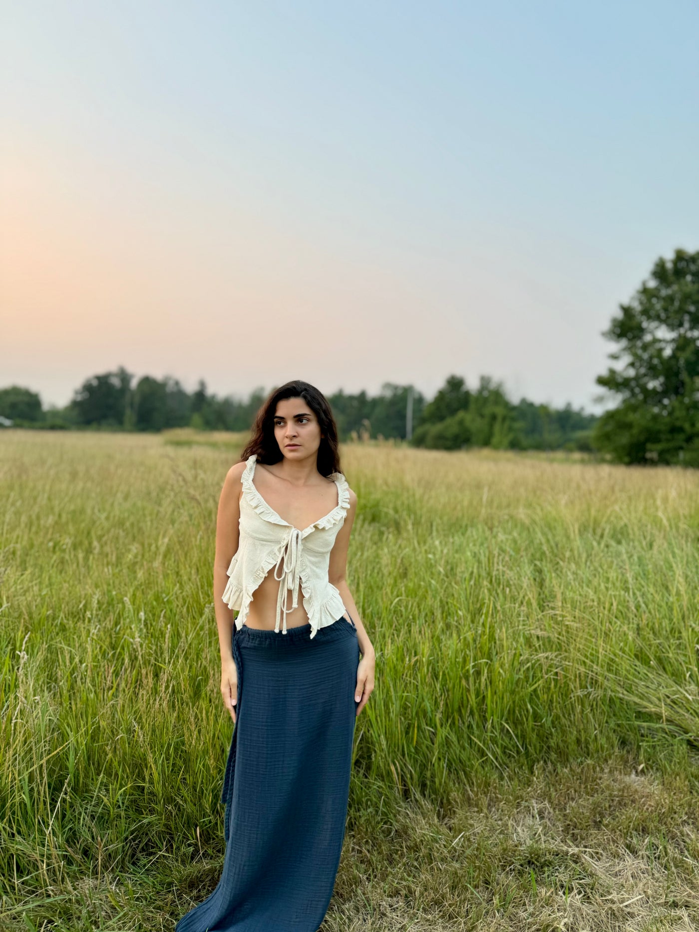 Organic Beige Boho Cotton Top