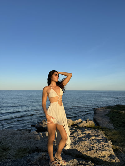 Beige Coachella Dress Set