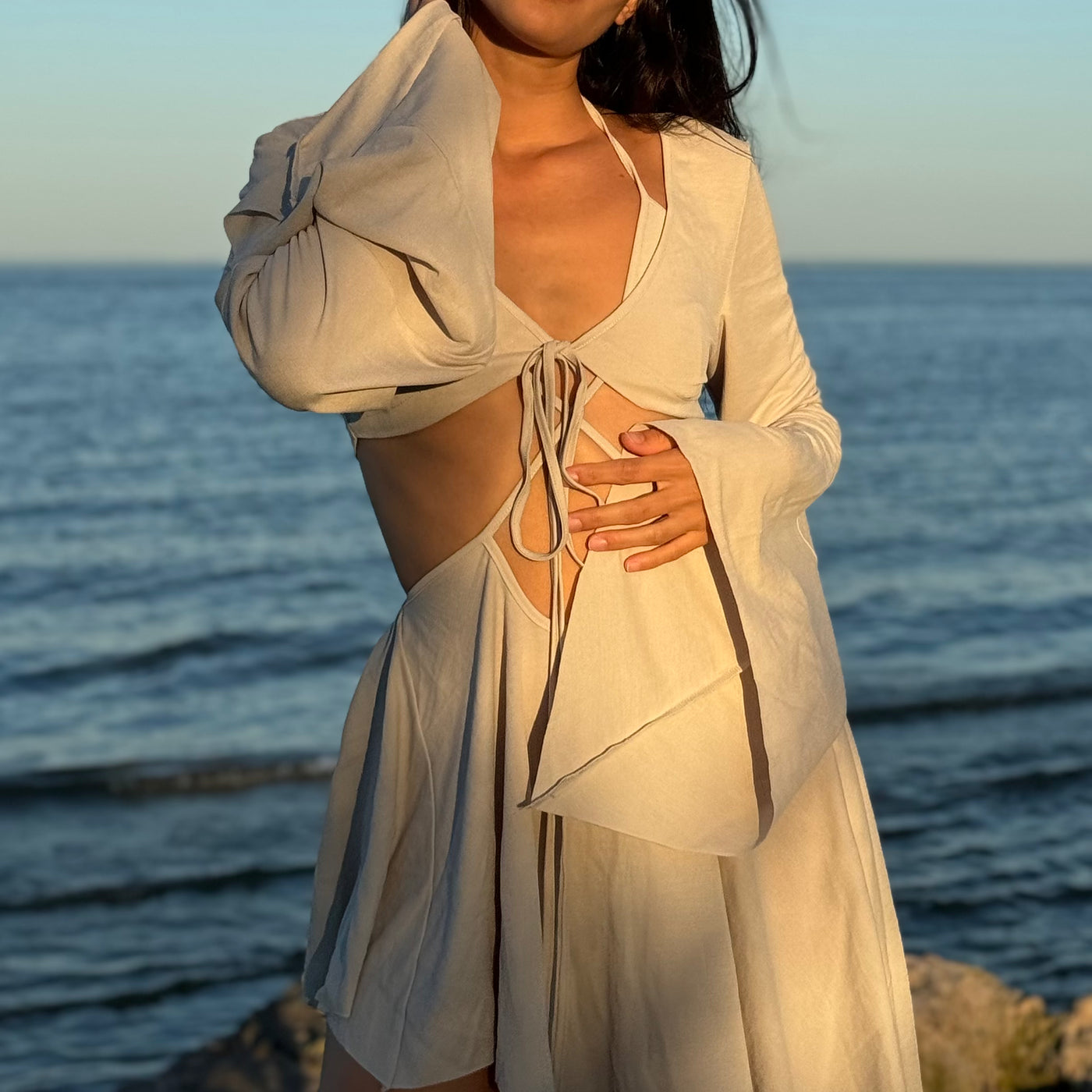 Beige Coachella Dress Set