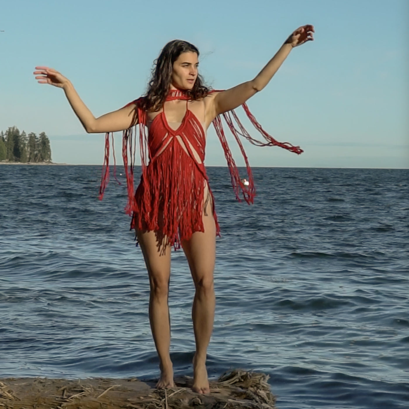 Red Aphrodite Macrame Dress