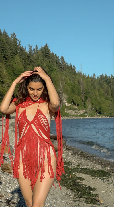 Red Aphrodite Macrame Dress