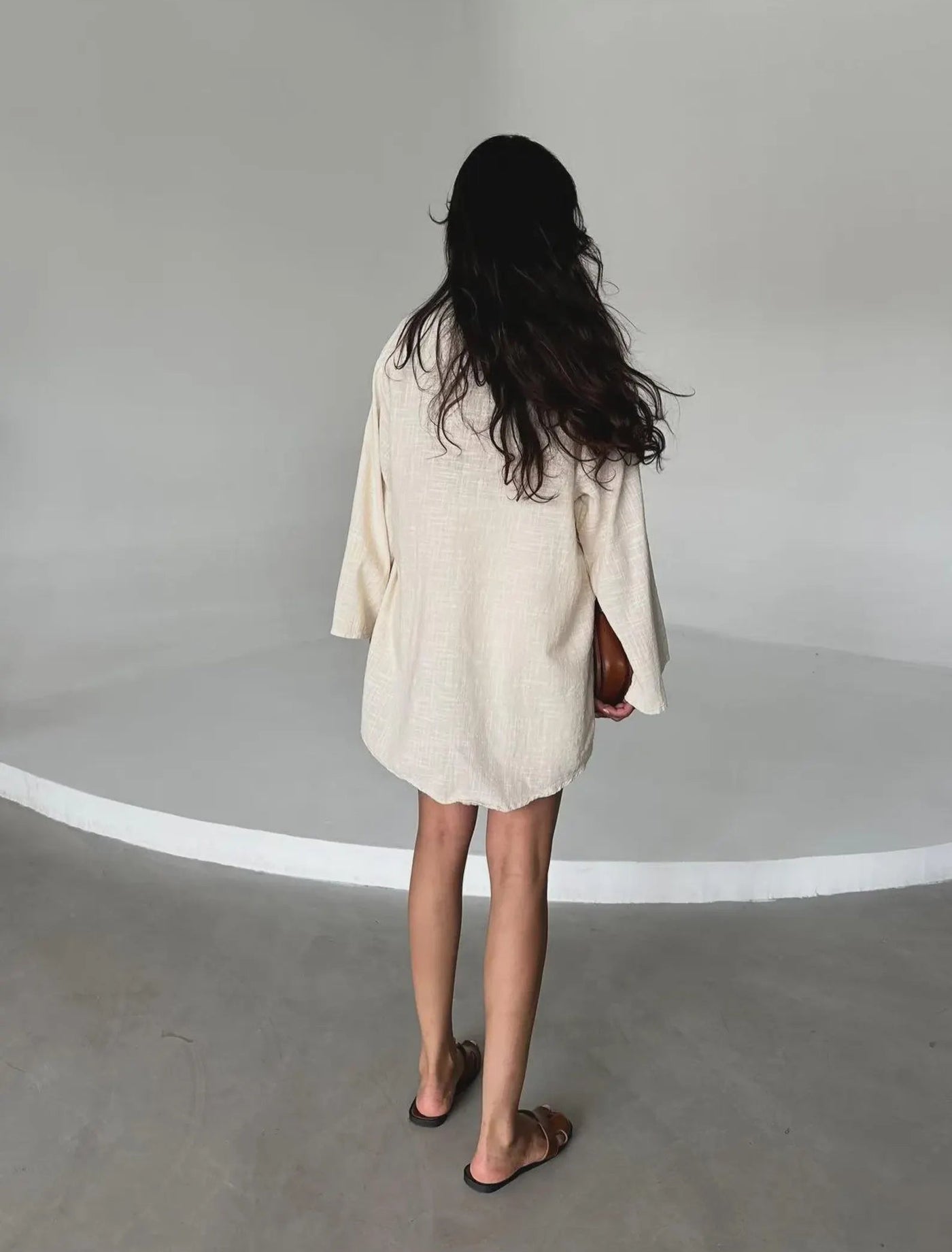 100% Linen Tie Front Oversized Shirt